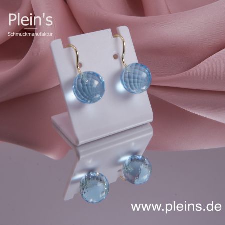 Echte Blautopas Ohrringe große Kugeln Gold